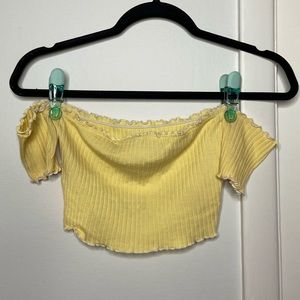 Yellow off the shoulder cropped tube crop